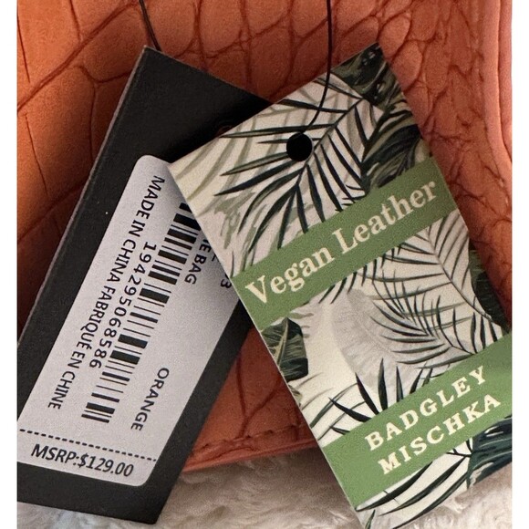 Badgley Mischka Orange Frame Bag Purse Gold Hardware Croc Vegan Leather NWT - Picture 5 of 12